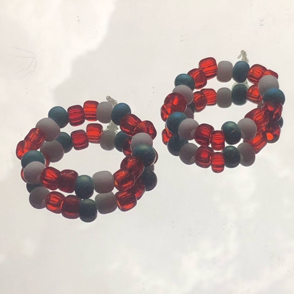 2pc Red white and blue statement rings